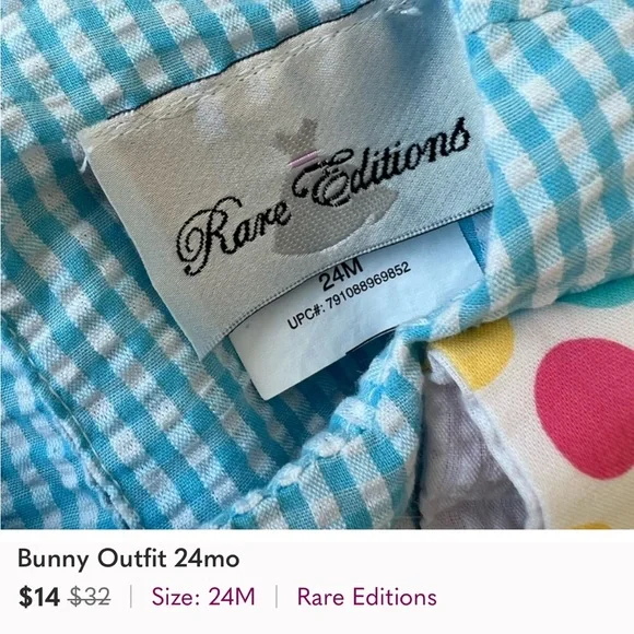 NWT Rare Editions Easter Bunny Polka Dot Baby Girl Set, 9 Months - Picture 10 of 10